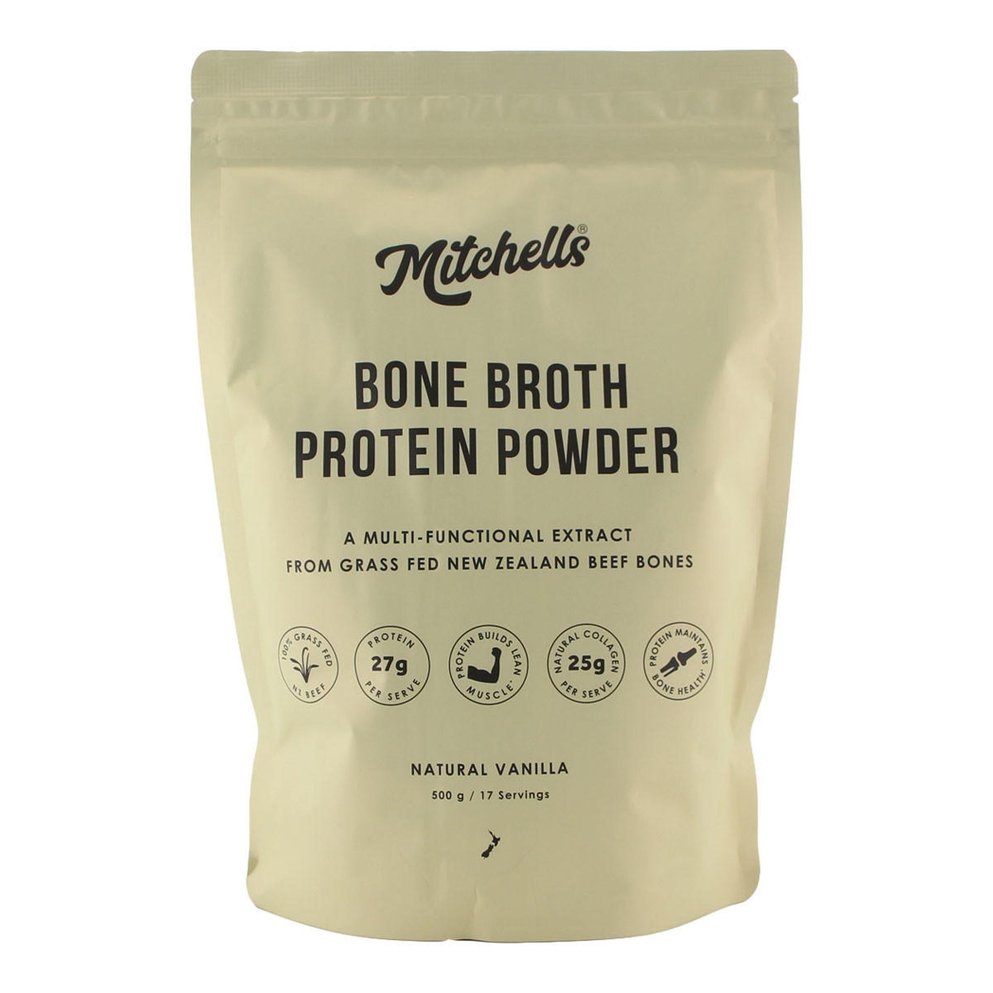 MITCHELLS BONE BROTH PROTEIN POWDER VANILLA 500G - The Herbal Dispensary Raglan