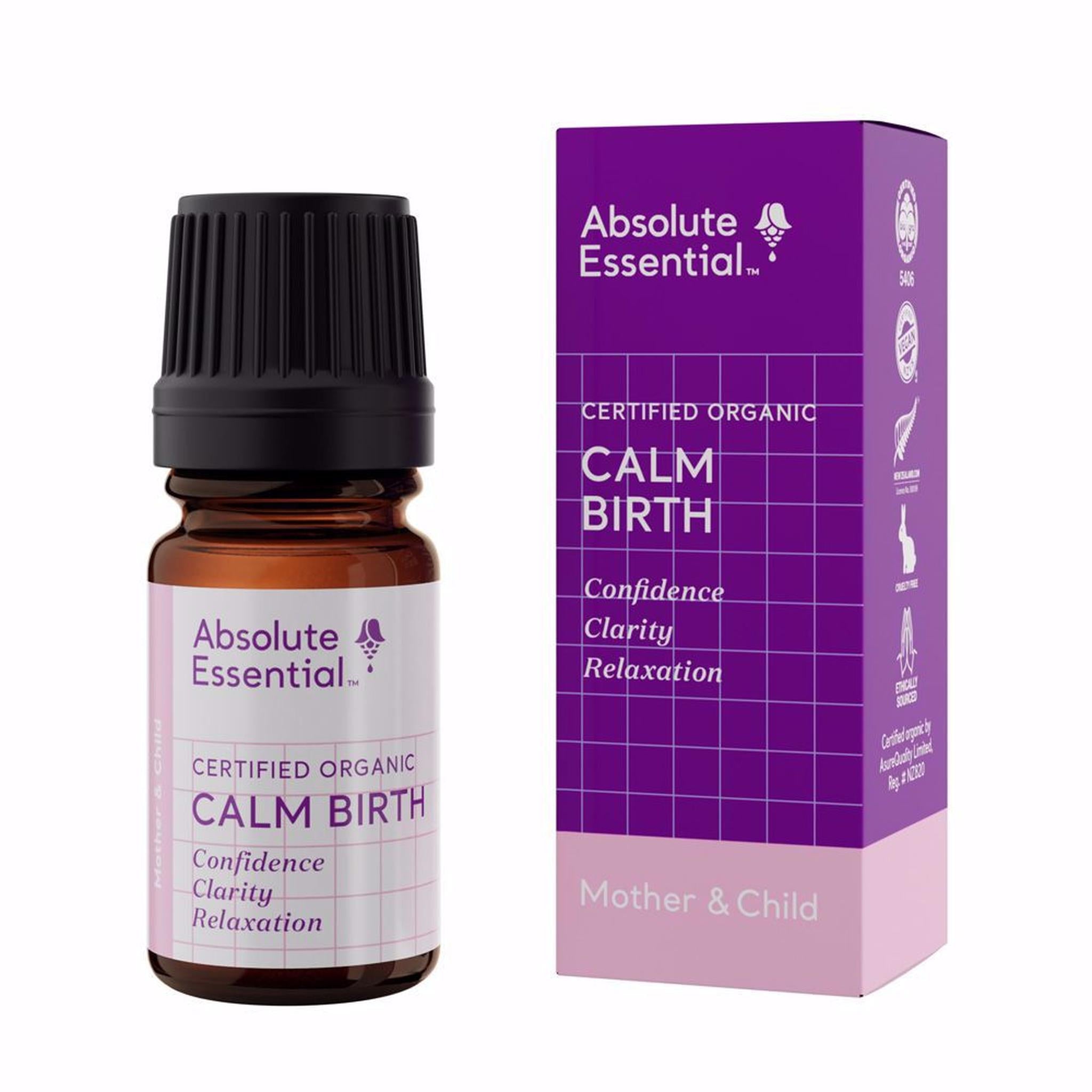 ABSOLUTE ESSENTIALS ORGANIC BIRTH TIME CALM 5ML - The Herbal Dispensary Raglan
