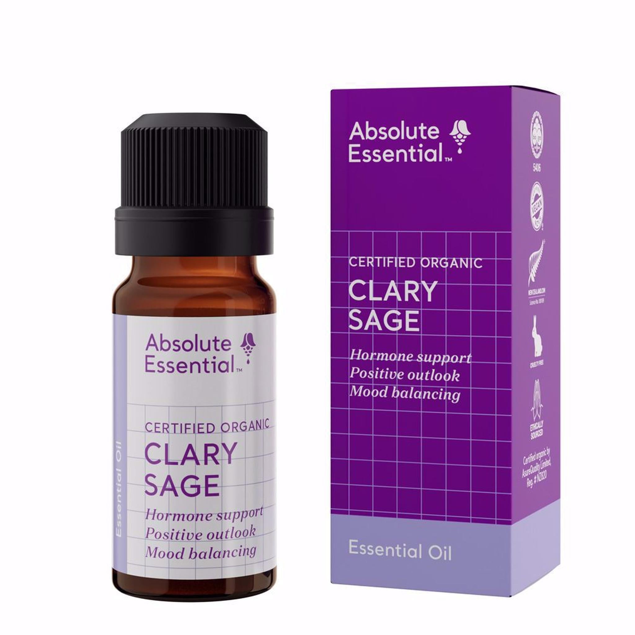 ABSOLUTE ESSENTIALS ORGANIC CLARY SAGE 10ML - The Herbal Dispensary Raglan