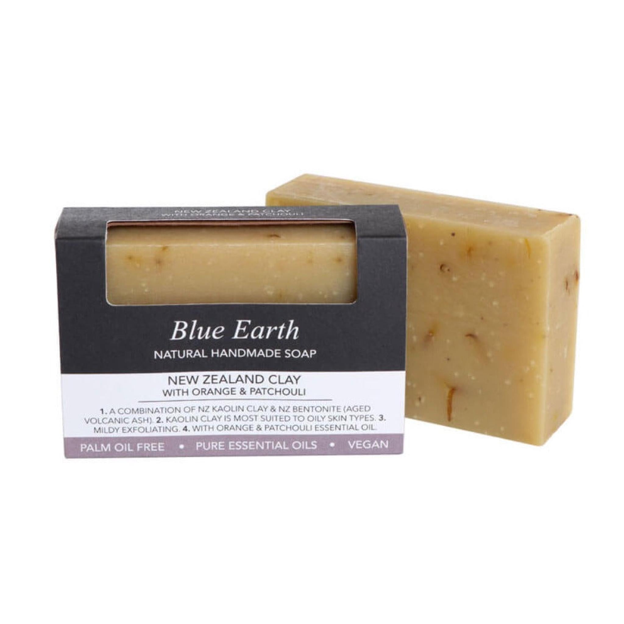 BLUE EARTH NZ CLAY WITH ORANGE AND PATCHOULI SOAP - The Herbal Dispensary Raglan