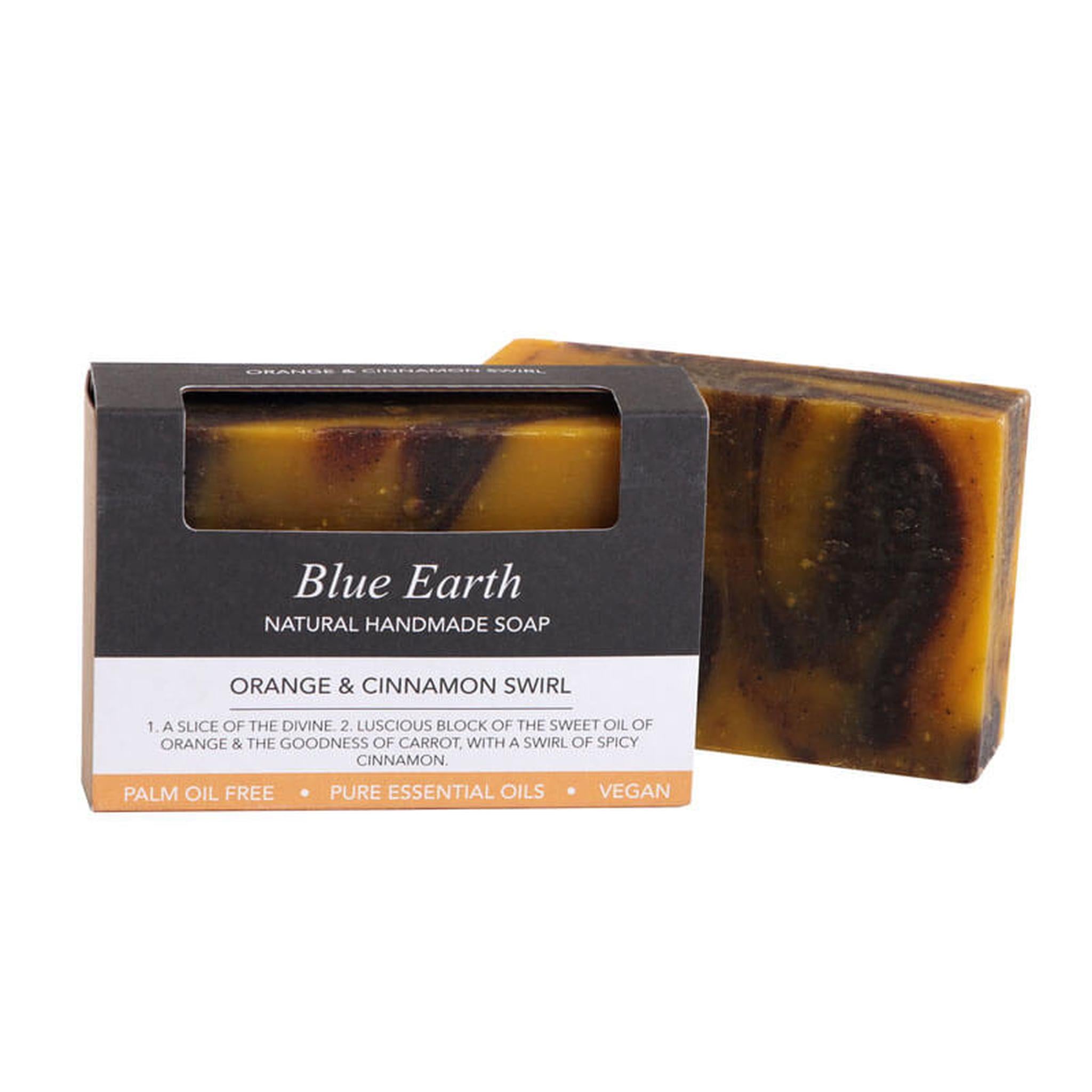BLUE EARTH ORANGE AND CINNAMON SWIRL SOAP - The Herbal Dispensary Raglan