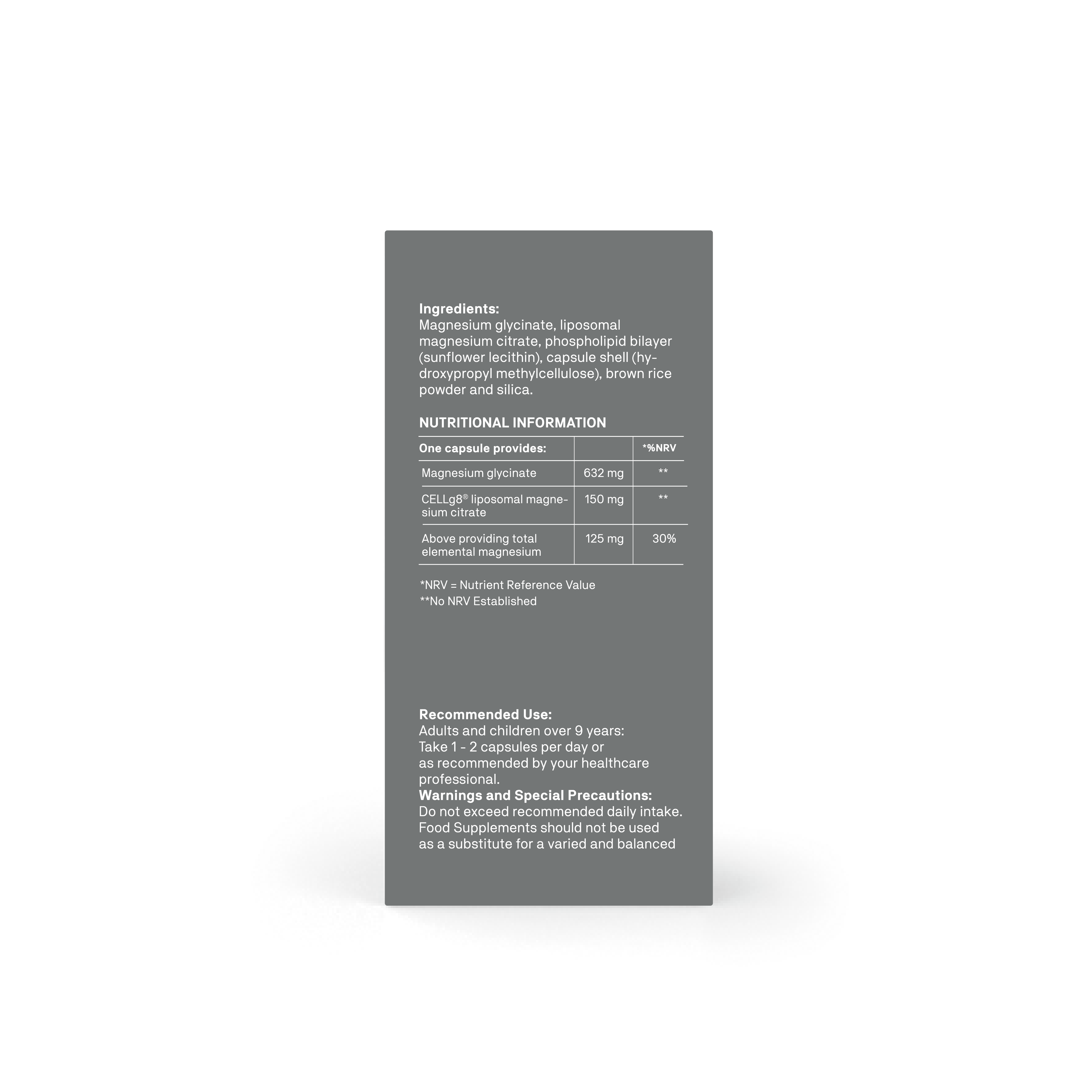 Nutritional information label on a gray background