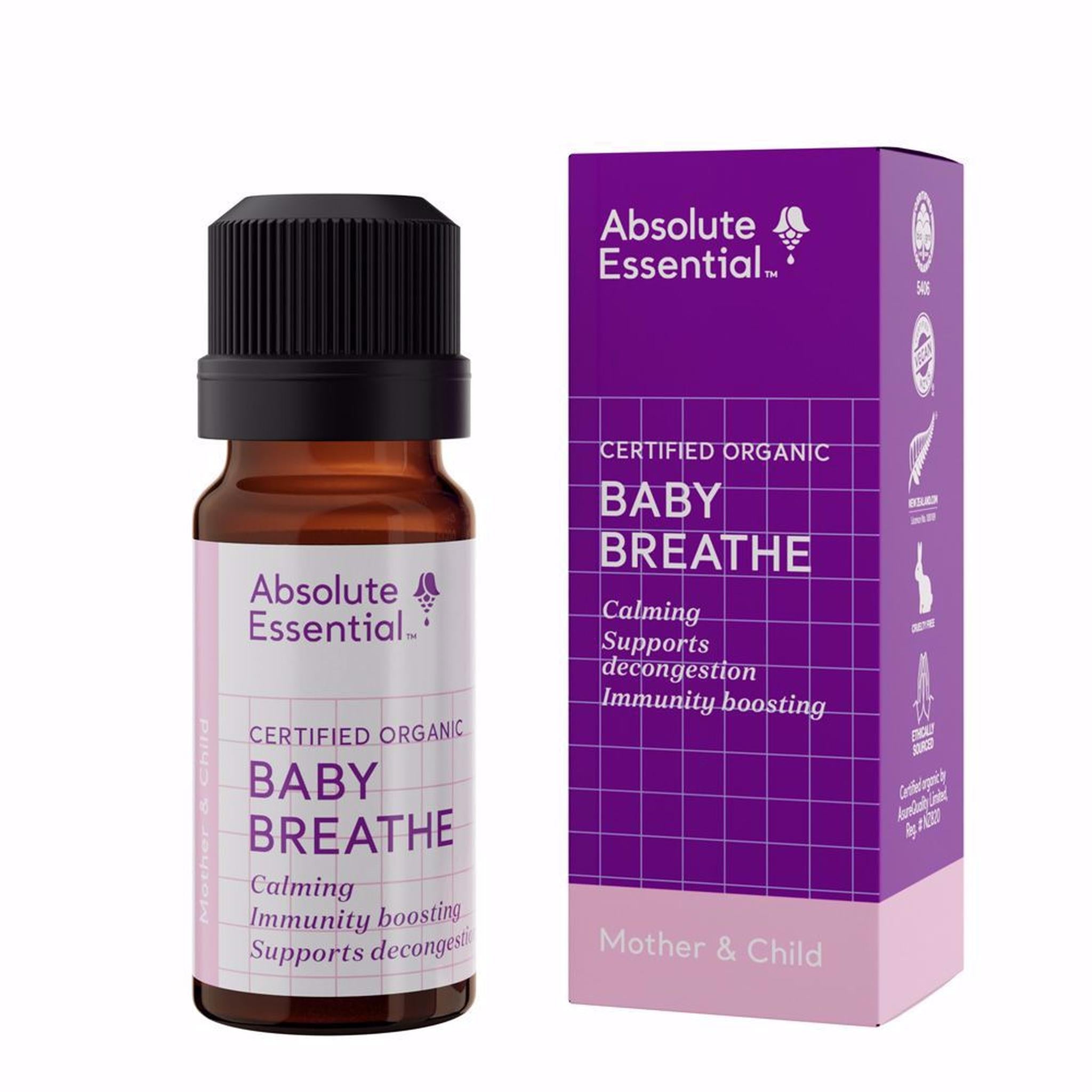 ABSOLUTE ESSENTIALS ORGANIC BABY BREATHE NOSE & CHEST 10ML - The Herbal Dispensary Raglan