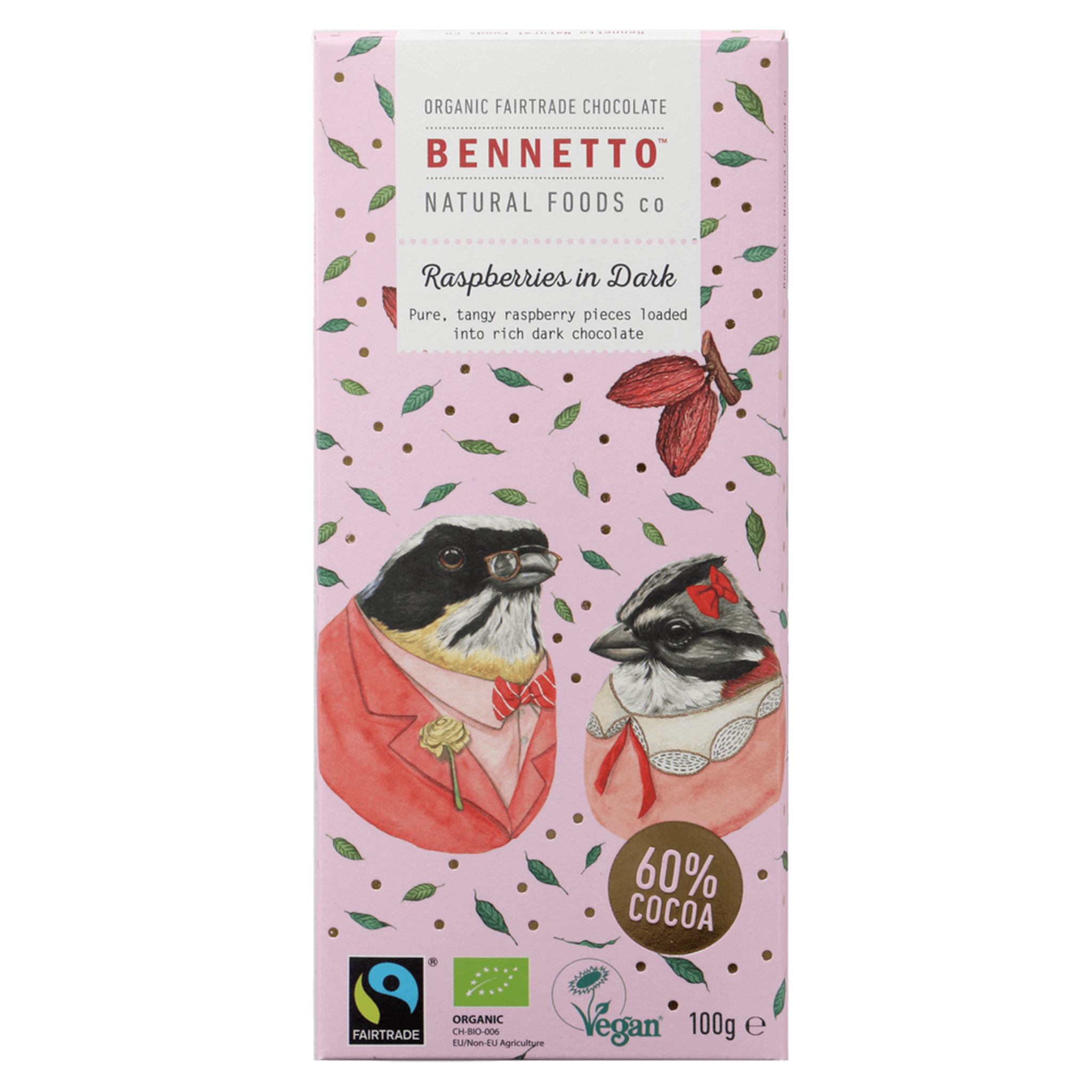 BENNETTOS RASPBERRIES IN DARK CHOCOLATE 100G - The Herbal Dispensary Raglan