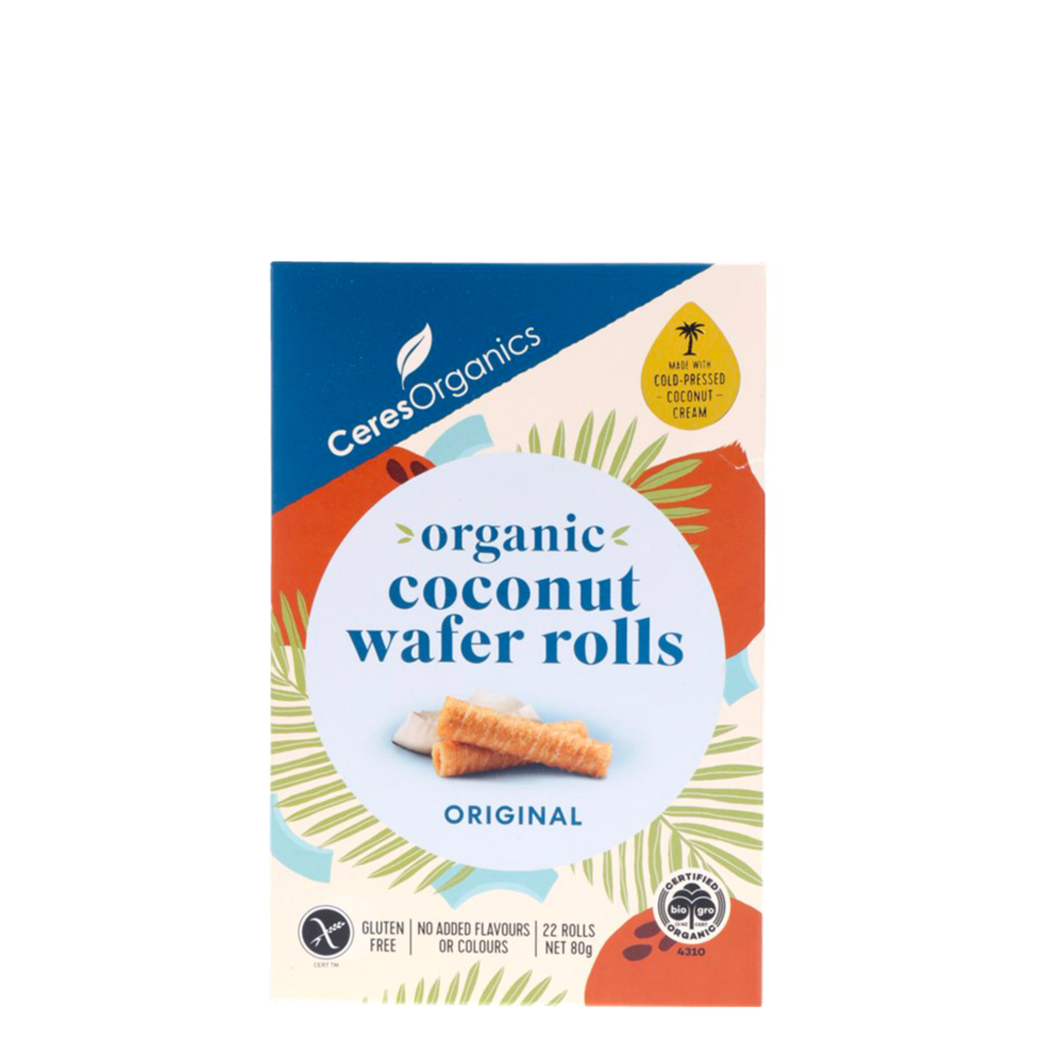 CERES ORGANICS ORGANIC COCONUT WAFER ROLLS ORIGINAL 80G - The Herbal Dispensary Raglan