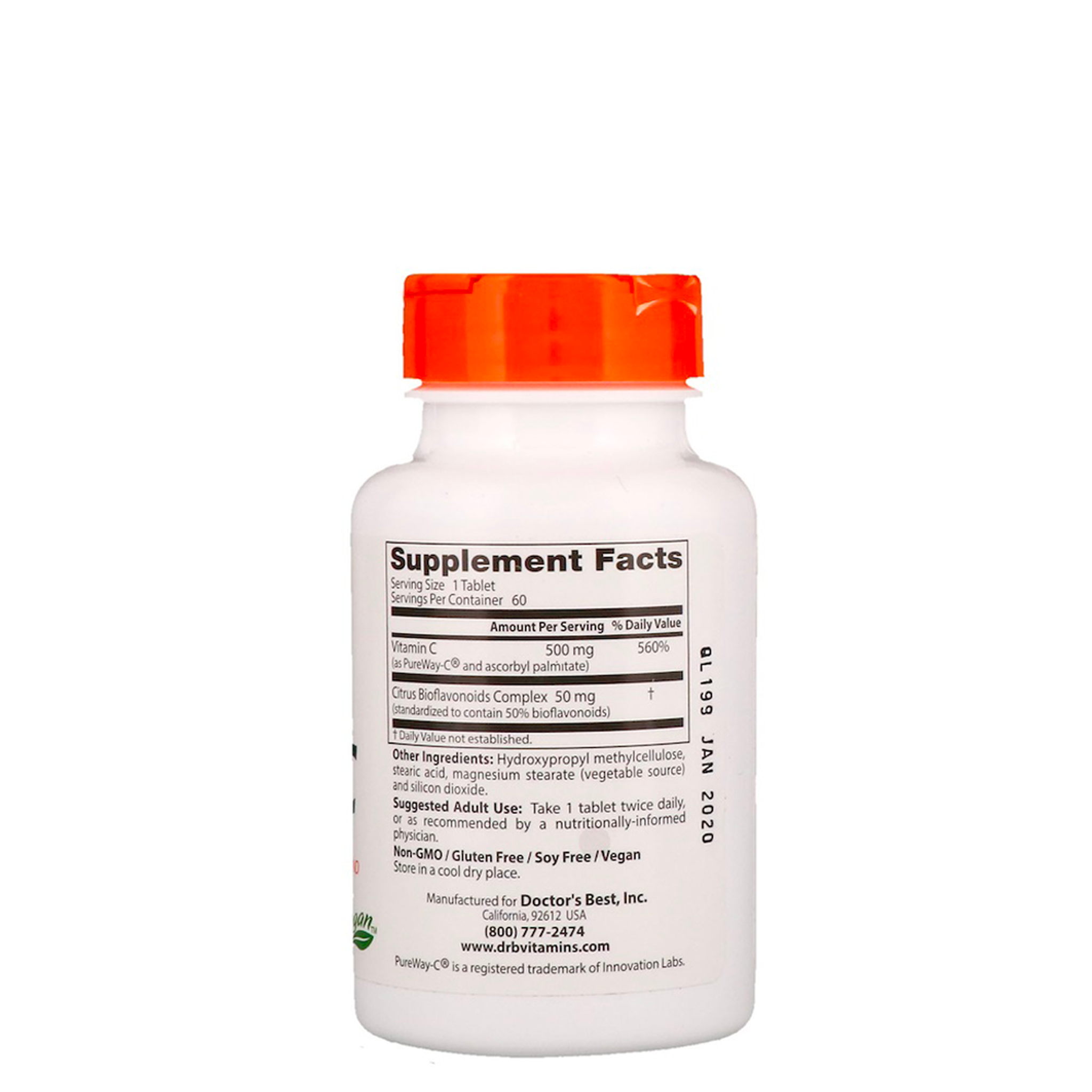 DOCTOR'S BEST SUSTAINED RELEASE VITAMIN C 60 TABS - The Herbal Dispensary Raglan