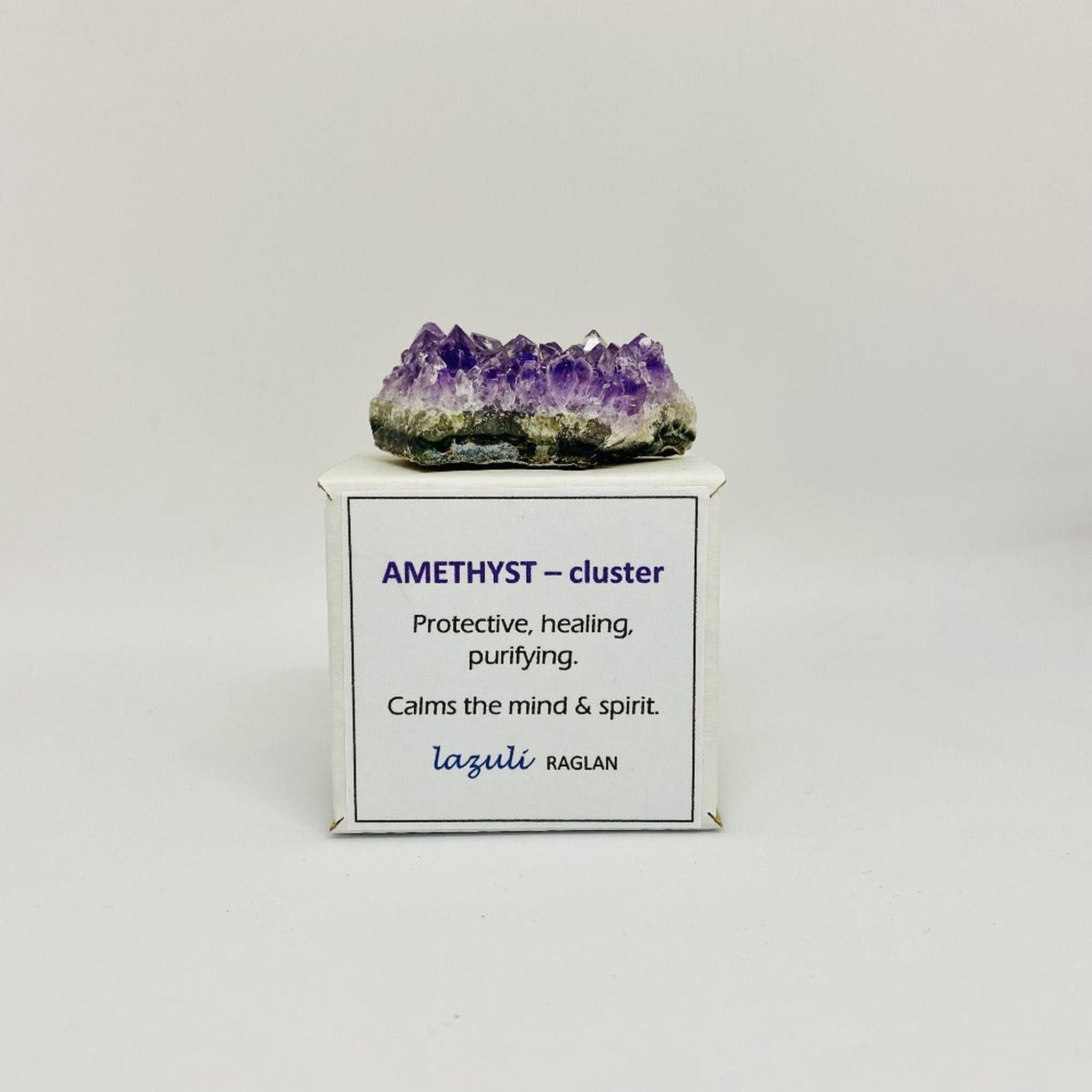 LAZULI RAGLAN BOXED AMETHYST CRYSTAL CLUSTER - The Herbal Dispensary Raglan