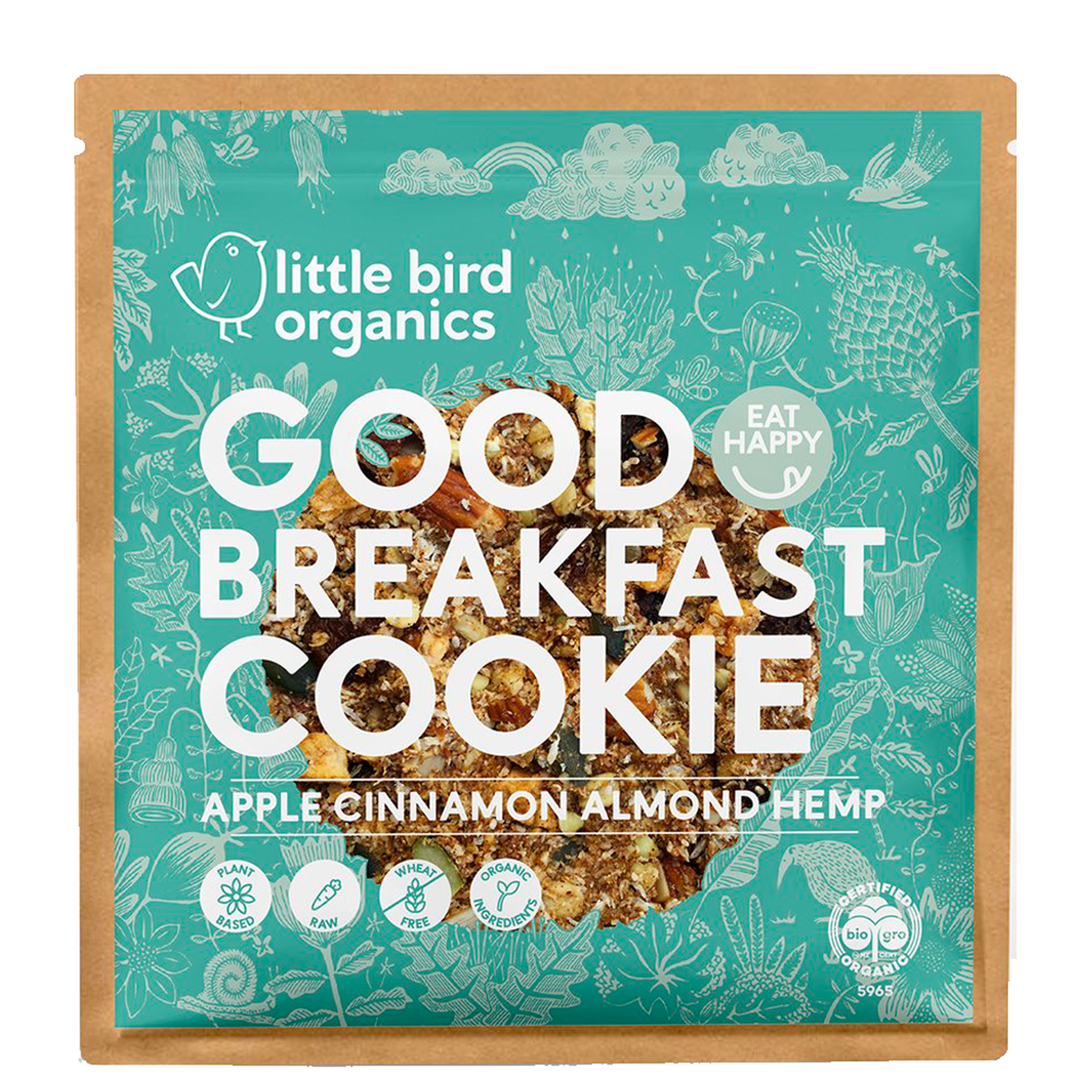 LITTLE BIRD ORGANICS GOOD BREAKFAST COOKIE APPLE CINNAMON HEMP - The Herbal Dispensary Raglan
