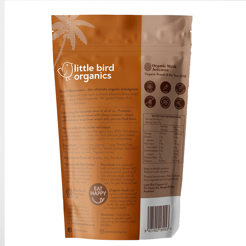LITTLE BIRD ORGANICS GOOD MACAROONS - CHOCOLATE + COCONUT