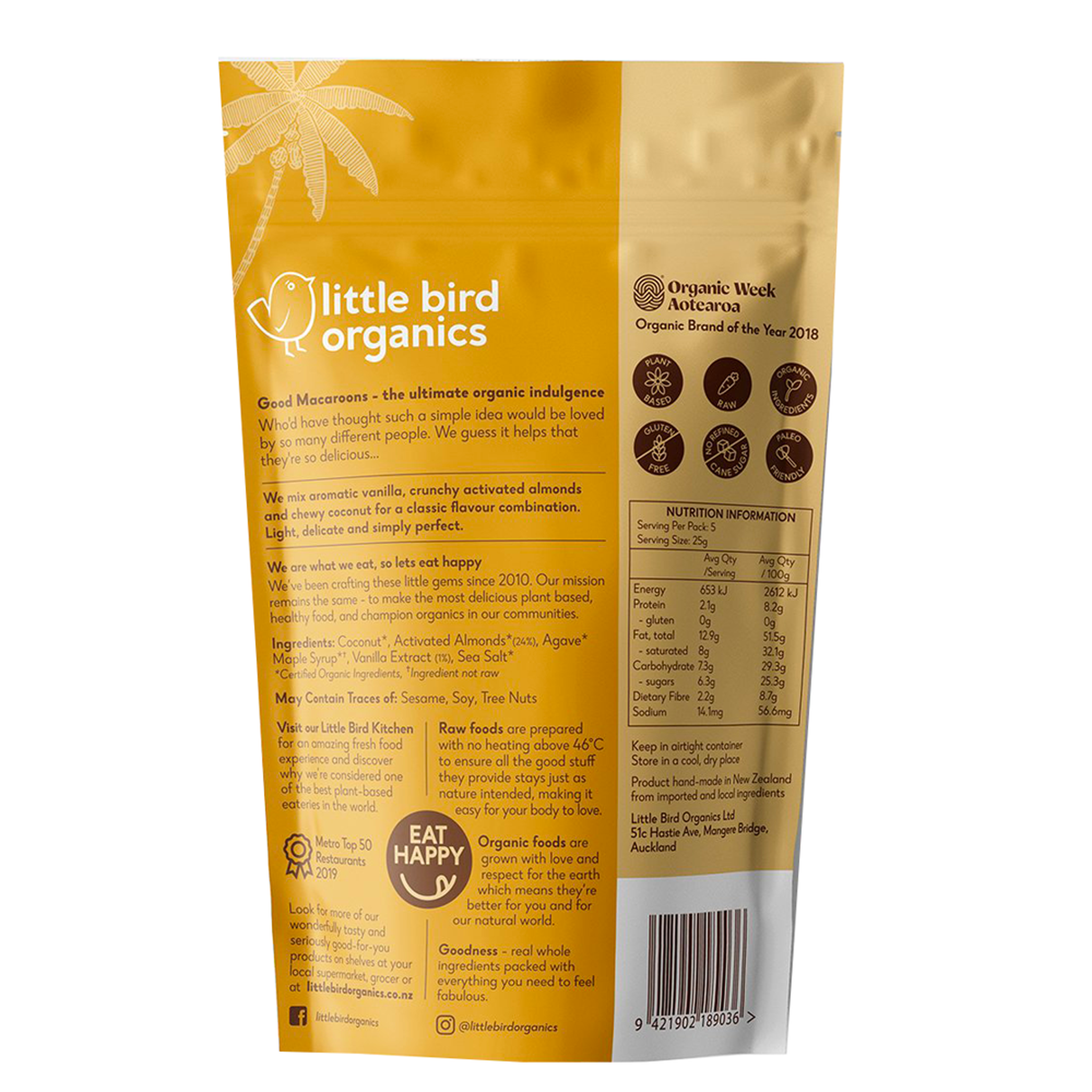 LITTLE BIRD ORGANICS GOOD MACAROONS - VANILLA + ALMOND - The Herbal Dispensary Raglan