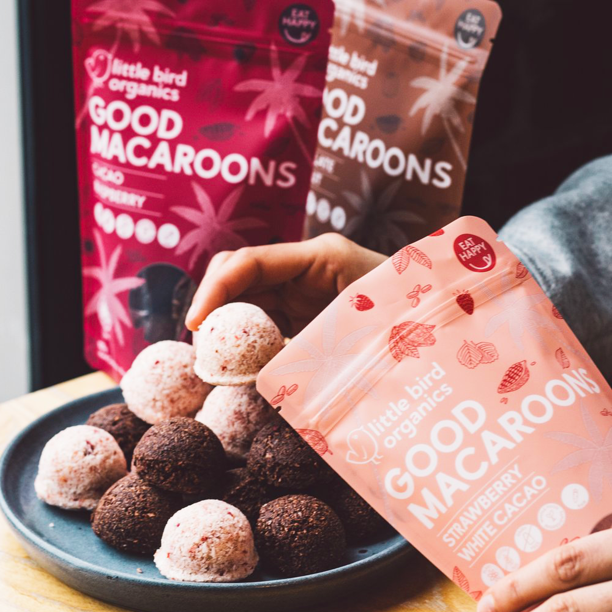 LITTLE BIRD ORGANICS GOOD MACAROONS - STRAWBERRY + WHITE CACAO - The Herbal Dispensary Raglan