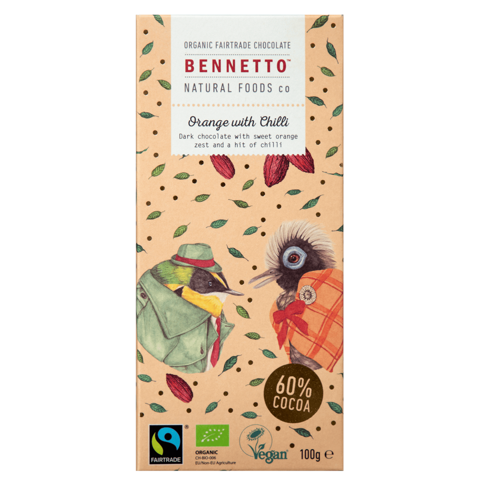 BENNETTOS ORANGE & CHILLI CHOCOLATE 100G - The Herbal Dispensary Raglan