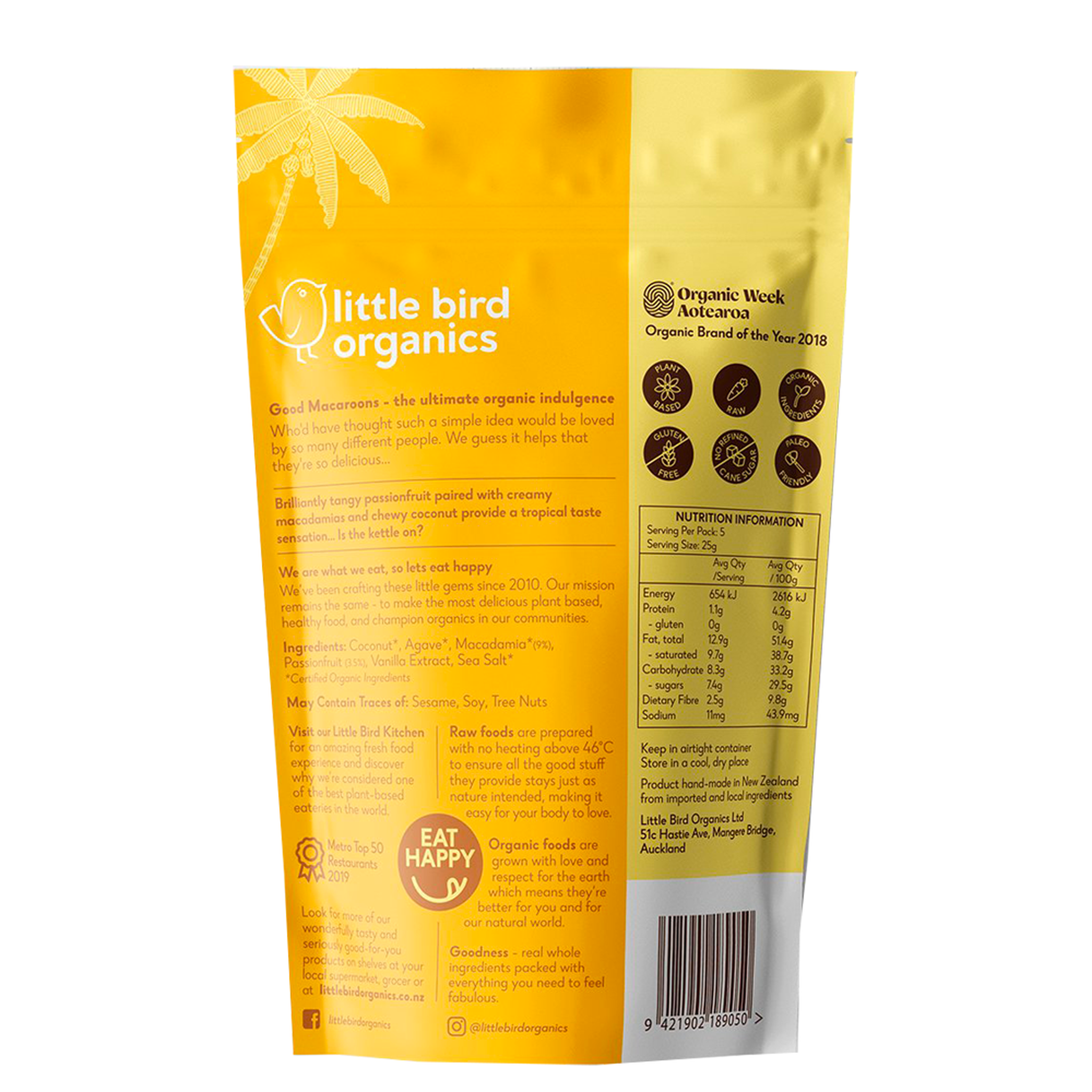 LITTLE BIRD ORGANICS GOOD MACAROONS - PASSIONFRUIT + MACADAMIA - The Herbal Dispensary Raglan